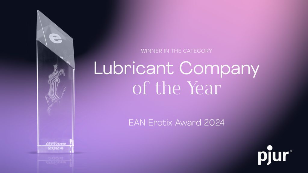 Violett-schwarze Grafik mit EAN Award, der pjur als Lubricant Company of the Year 2024 auszeichnet.